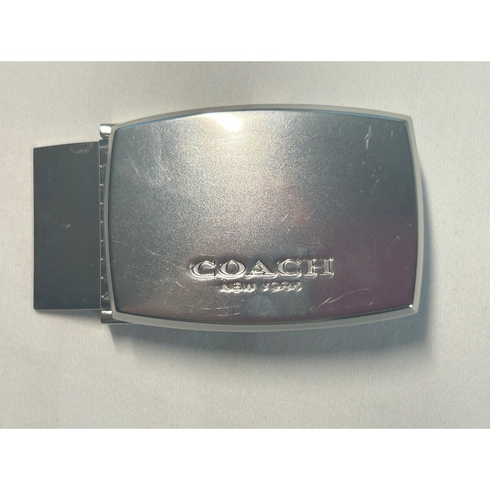 COACH Belt Buckle Men OS Silver Plated Plaque Logo